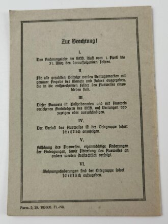 Reichsluftschutzbund Landesgruppe Bayern, 2 Mitgliedsausweise einer Frau aus Fürth