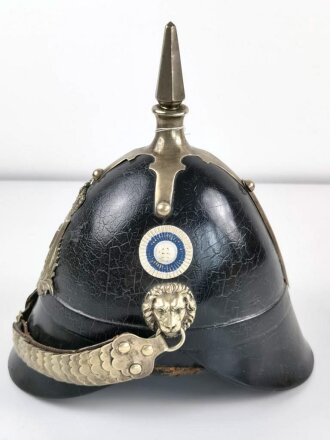 Bayern, Helm für Angehörige der Bürgerwehr Modell 1850. Zusammengehöriges, in allen Teilen originales Stück
