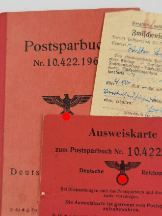 Postsparbuch, Deutsche Reichspost, Eintragungen datiert...