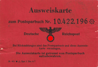 Postsparbuch, Deutsche Reichspost, Eintragungen datiert...