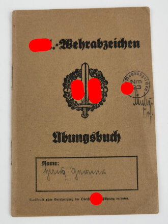 SA-Wehrabzeichen Übungsbuch, Verliehen 1943, Brunsbüttelkoog