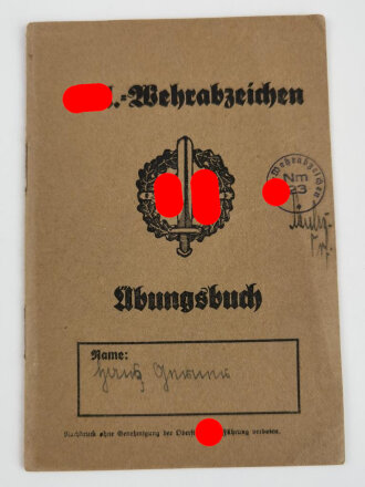 SA-Wehrabzeichen Übungsbuch, Verliehen 1943,...