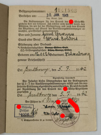 SA-Wehrabzeichen Übungsbuch, Verliehen 1943, Brunsbüttelkoog