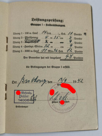 SA-Wehrabzeichen Übungsbuch, Verliehen 1943, Brunsbüttelkoog