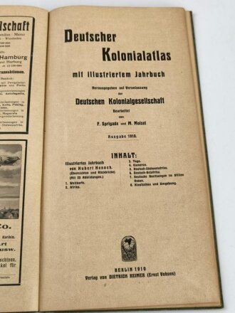 Deutscher Kolonialatlas mit Jahrbuch 1910. Komplett,...