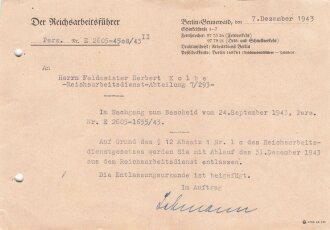 Reichsarbeitsdienst der Männer, Nachlass des Feldmeister Herbert Kolbe
