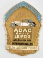 ADAC Kühlerplakette, Teilemailliert, Höhe 92mm, anlässlich der Internationalen Pelz- und Jagdausstellung Leipzig 1930