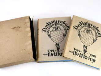 Das Bayernbuch vom Weltkriege 1914 - 1918, Band I+II, datiert 1930, beiliegend die Rechnung von 1937 über 48,45 Reichsmark !