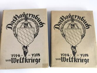 Das Bayernbuch vom Weltkriege 1914 - 1918, Band I+II, datiert 1930, beiliegend die Rechnung von 1937 über 48,45 Reichsmark !