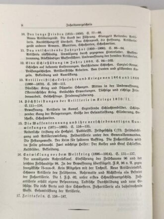 "Der Aufstieg der Artillerie bis zum Großen Kriege" 1938 mit 187 Seiten