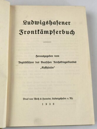 "Ludwigshafener Frontkämpfer Buch" 318 Seiten