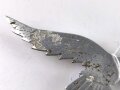 Luftwaffe, grosser Adler aus Leichtmetall für eine Wandplakette. Flügelspannweite 17,5cm. Zum Teil narbig