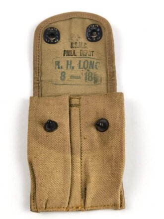 U.S. Army WWI, AEF Ammunition Pouch M1918 for .45 automatic pistol " U.S.M.C. PHILA. DEPOT"