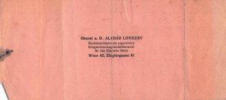 Besitzzeugnis über die Verleihung der österreichischen Erinnerungsmedaille sowie Legitimation über die Verleihung der Ungarischen Kriegserinnerungsmedaille an einen Angehörigen im Inf, Rgt.74