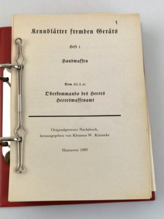 "Kennblätter fremden Geräts Heft 1 Handwaffen" Nachdruck von 1941, 384 Seiten, DIN A5