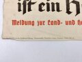 Plakat Herausgegeben von der Reichsjugendführung " Pflüg mit, Kamerad" Ein Hof ohne Lehrling ist ein Hof ohne Zukunft ! 59 x 83cm