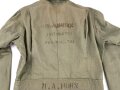 U.S. WWII , Armored troops HBT work suit 1st pattern. Size 36L, named to "M.A. Horn Instructor" Very good condition, no label