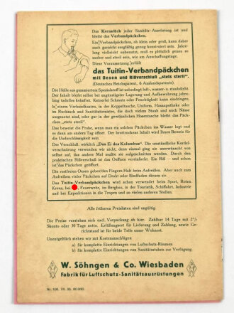 Katalog Reichsluftschutzbund "Luftschutz-Sanitäts- Ausrüstungen Nr. 108" 15 Seiten, DIN A5