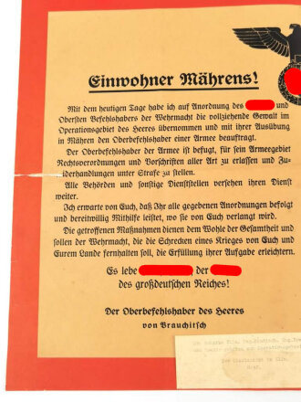 "Einwohner Mährens! "Plakat zur...