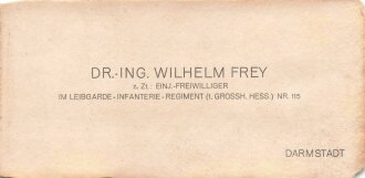 Hessen, Visitenkarte eines Angehörigen im Leibgarde Infanterie Regiment Nr.115