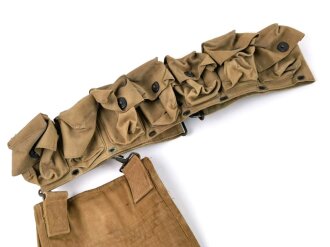 U.S. WWI, Model 1917  enlisted medical belt with unusual pouch attached. Buckle damaged with old " repair" hard to find