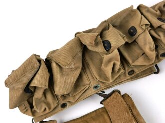 U.S. WWI, Model 1917  enlisted medical belt with unusual pouch attached. Buckle damaged with old " repair" hard to find