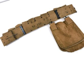 U.S. WWI, Model 1917  enlisted medical belt with unusual pouch attached. Buckle damaged with old " repair" hard to find