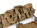 U.S. WWI, Model 1917  enlisted medical belt with unusual pouch attached. Buckle damaged with old " repair" hard to find