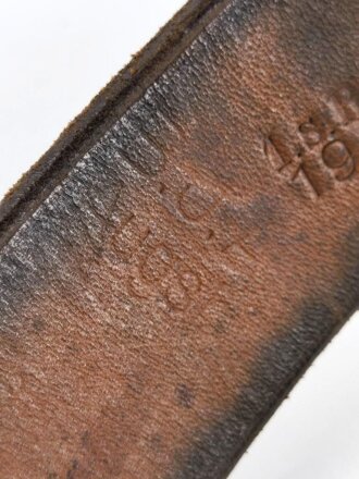 1.Weltkrieg, feldgraues Koppel für Berittene datiert 1915. Kammerstück des "1.s.R.R." Gesamtlänge 83cm, selten
