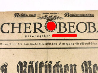 Völkischer Beobachter, Reichs- und Bayernausgabe, 83. Ausgabe, 23. März Februar 1932 "Verbot des Völkischen Beobachters ", geknickt