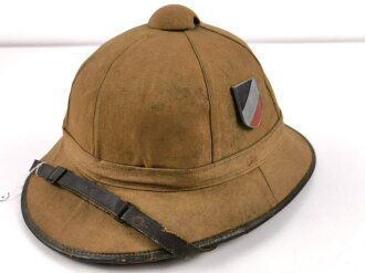Afrikakorps, Tropenhelm für Angehörige des Heeres. getragenes Stück , Kopfgrösse 56