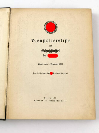 Dienstaltersliste der Schutzstaffel der NSDAP, Stand vom...