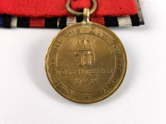 Preussen, Spange Kriegsdenkmünze 1870 1871 für Kämpfer,  Dienstauszeichnung 3. Klasse für Unteroffiziere nach 9 Dienstjahren 1856-1875