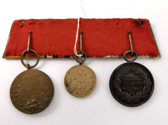 Preussen,  Ordenspange Allgemeines Ehrenzeichen in silber, Kriegsdenkmünze 1870 1871 mit Gefechtsspangen