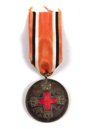 Preussen Rot Kreuz Medaille 2. Klasse, Buntmetall versilbert, Zentrum emailliert, am Band