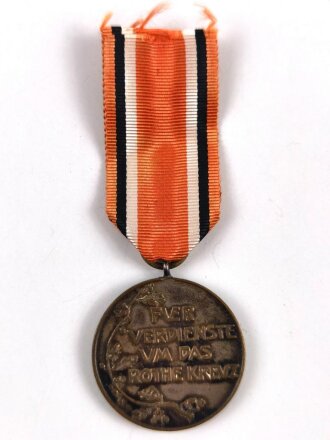 Preussen Rot Kreuz Medaille 2. Klasse, Buntmetall versilbert, Zentrum emailliert, am Band