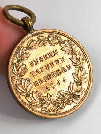 Preussen,  Kriegsdenkmünze 1864 für Kämpfer. Verliehenes Stück mit Randinschrift "Aus erobertem Geschütz"