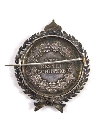 Preussen, silberne Medaille " Dem besten Schützen" Bildnis Friedrich III. Sehr guter Zustand, dekorativ als Brosche gefasst