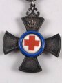 Bayern, Verdienstkreuz für freiwillige Krankenpflege 1901. Kreuz mit Krone und der silbernen Spange "1914" Silber, Zentrum emailliert