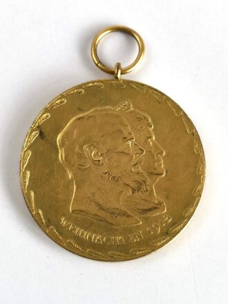 Bayern,  Medaille "Zur Erinnerung an die goldene Hochzeit 20.Febr.1918" vergoldet und mit tragöse versehen