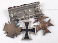 3er Ordensspange mit Militärverdienstkreuz 3. Klasse mit Schwertern, Eisernes Kreuz 2. Klasse 1914 mit Hersteller KAG und Ehrenkreuz für Frontkämpfer