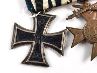 3er Ordensspange mit Eisernes Kreuz 2. Klasse 1914, Militärverdienstkreuz 3. Klasse mit Schwertern und Ehrenkreuz für Frontkämpfer