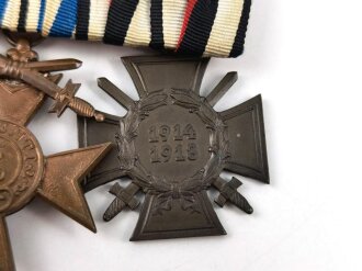 3er Ordensspange mit Eisernes Kreuz 2. Klasse 1914, Militärverdienstkreuz 3. Klasse mit Schwertern und Ehrenkreuz für Frontkämpfer