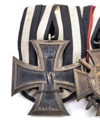 1. Weltkrieg, 4er Ordensspange, Eisernes Kreuz 2. Klasse 1914, Ehrenkreuz für Frontkämpfer, Treudienst- Ehrenzeichen in Silber, Kriegserinnerungsmedaille Ungarn