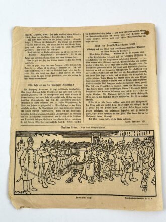 1.Weltkrieg, Vermutlich rotes Flugblatt "Die Feldpost" Februar 1916, Nr. 11, gelocht, stark gebraucht