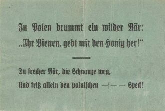 Flugblatt "In Polen brummt ein wilder Bär: ", stark gebraucht, über DIN A5