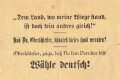 Volksabstimmung Oberschlesien 1921, Flugblatt "Wähle deutsch! " stark gebraucht, über DIN A5
