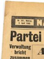 Aliiertes Flugblatt "Nachrichten für die Truppe - Kein Halt im Westen" stark gebraucht, Nr. 349, 31. März 1945