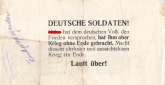 " Feindpropaganda " Flugblatt "Erzählung des Deutschen Soldaten" gebraucht