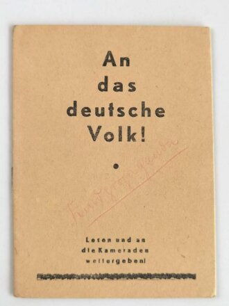 Alliertes Propagandabüchlein "An das deutsche Volk!" 16 Seiten